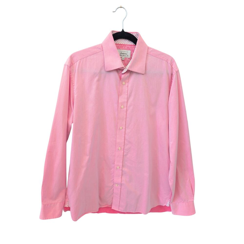 Ted Baker Endurance Pink Button Down Shirt Size L 16.5 Collar